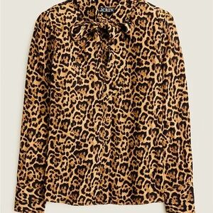 Leopard Print Long Sleeve Blouse